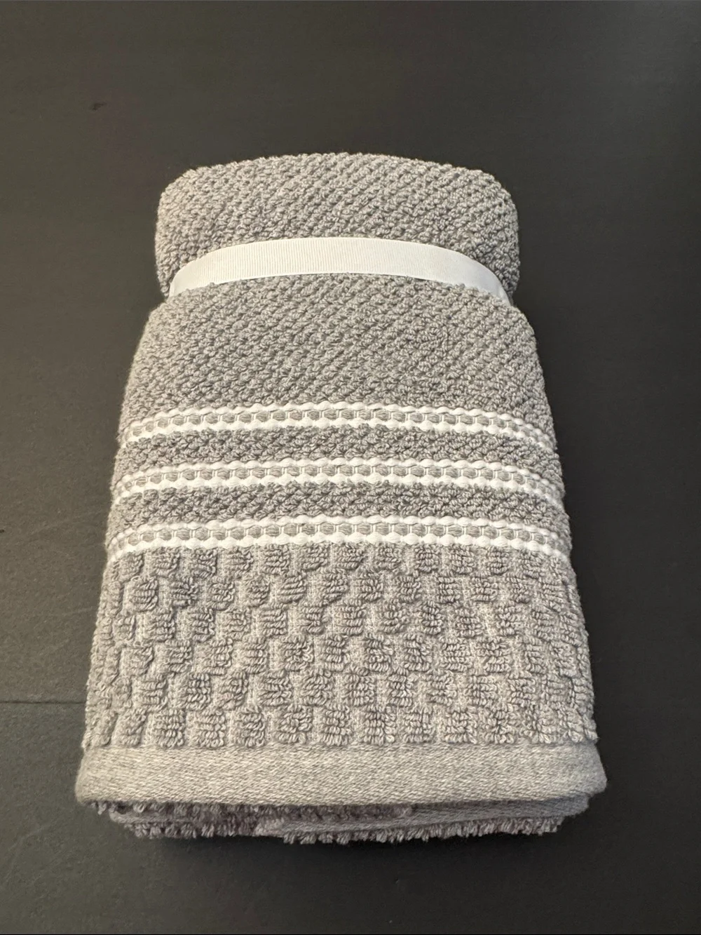 4pc Ecoexistence Melange Gray Waffle Weave Bath Towel Set - Waterless Coloring